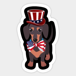 Independence Day Gifts Happy Fourth Of July Dachshund Dog T-Shirt Funny Puppy Sticker